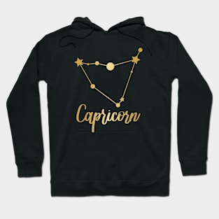 Capricorn Zodiac in Gold - Black Hoodie